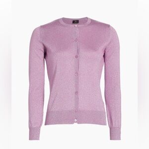 Etro NWT shimmer silk cardigan Sweater lilac purple Women's size 40 US 4